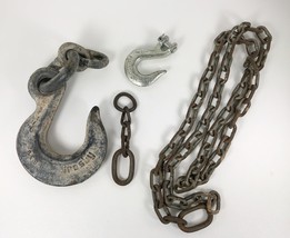 Vintage Crosby Slip Eye Hook 58 5 ton plus 1/4 hook plus Chain Lot - $69.29