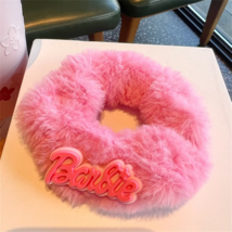 Barbie Pink Fuzzy Scrunchie - Hair Tie - Scrunchy Ponytail Holder - Elastic - £2.79 GBP