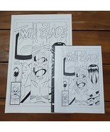 (2) Twin Blade Dangerous Comics Issue #1 Cover Drawings Prints Posters  - $742.19 MXN