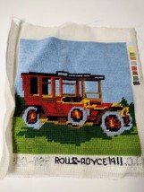 Vintage Handmade Completed Needlepoint 1911 Red Rolls Royce Car Unframed 11 X 11 - £10.59 GBP