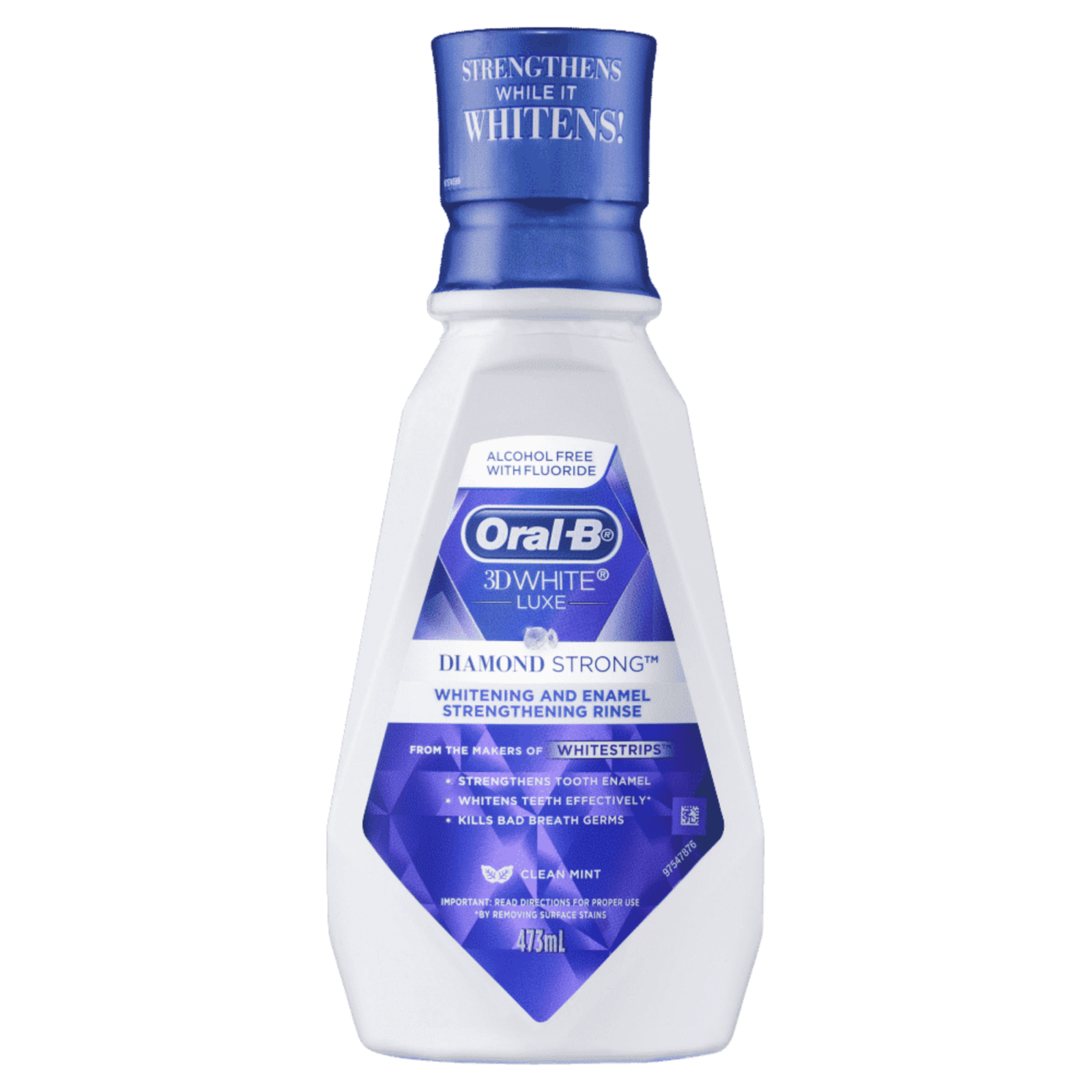 Oral B 3DWhite Luxe Diamond Strong Mouthwash 473mL Clean Mint