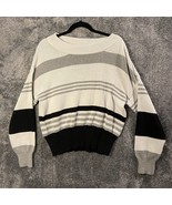Lucky Brand Sweater Womens Medium White Striped Minimalist Ribbed Loose ... - £10.93 GBP