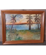 Eventide Florida Hand Painted Art Framed Signed 1964 Beach Sunset Seagulls - $93.17