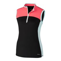 NWT ANNIKA CUTTER & BUCK Black Coral Aqua Sleeveless Mock Golf Shirt M L image 2