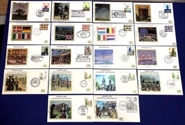 Lot of 18 Great Britain FDCs in 5 complete sets on Colorano &quot;silk&quot; cachets (GB3) - £6.28 GBP