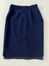Sassco Women's Blue 100% Wool Back Zipper Pleated Front Pencil Skirt Size 8 image 15