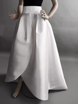 White Taffeta Maxi Skirt Outfit Women Custom Plus Size  High-low Evening Skirt image 4