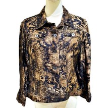Black Gold Jacket Womens Size 8 Button Adjustable Waist Front Pockets Ruby Rd - £9.19 GBP