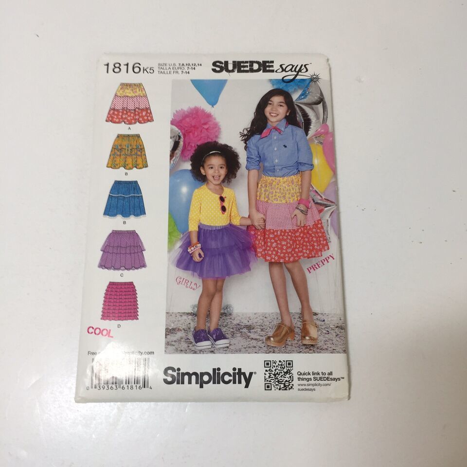 Simplicity 1816 Size 7-14 Girls' Pull-on Skirts - $12.86