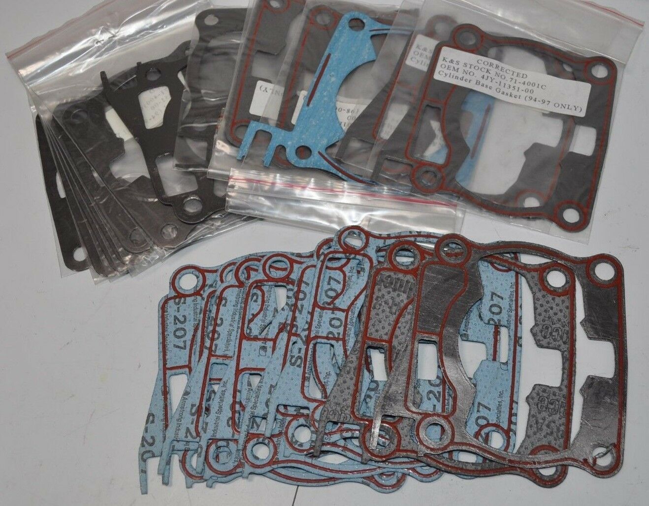 Lot of 23 K&amp;S etc Yamaha 94-97 YZ125 Cylinder Base Gaskets 71-4001C 4JY-... - $67.10