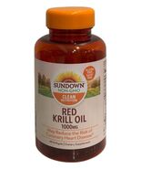 Sundown Red Krill Oil 1000mg 60 Softgels New Sealed GF Dairy Free Non GM... - $95.00