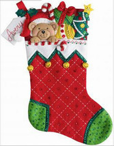 Bucilla Felt Stocking Kit, Holiday Teddy 18in embroidery XMAS, Christmas... - $32.99