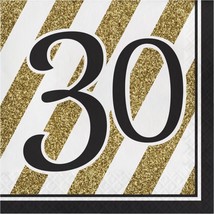 Black and Gold 30th Birthday Lunch Napkins Paper 16 Pack 30th Birthday T... - £8.64 GBP