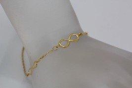 18K Yellow Gold Shiny Oval Link Triple Infinity Logo Bracelet 7&quot; Long 1.5 Grams - £112.78 GBP