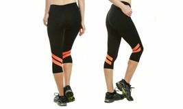 NEW S2 Sportswear 21201 Women&#39;s SMALL Black/Orange Ultimate Double-Stripe Capris - £10.52 GBP