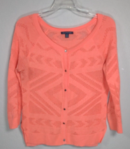American Eagle Outfitters Button Front Cardigan Sweater Orange Crochet S... - £11.84 GBP