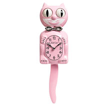 Retro Bubble Gum Pink Kitchen Edition Kit-Cat Klock Chrome bow tie &amp; clo... - $74.95