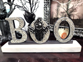 Halloween Rhinestones Ghost BOO Marble Sign Prop Tabletop Decor 13&quot; - £39.56 GBP