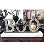 Halloween Rhinestones Ghost BOO Marble Sign Prop Tabletop Decor 13&quot; - £39.55 GBP
