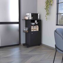 Black Kitchen Cart: Single Door, 4 Casters - $118.99