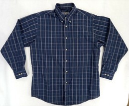 David Tylor Size M Men Western Plaid Blue Shirt Button-Up Long Sleeve We... - £8.95 GBP