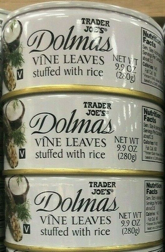 3 Cans of Trader Joe’s  DOLMAS GRAPE VINE LEAVES STUFFED WITH RICE Dolmathes - $24.14