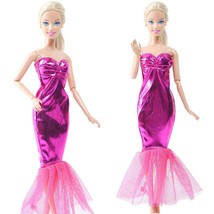 Mermaid Lace Skirt Rose Party Shiny Dress For Barbie Doll Accessories 1/... - $15.43