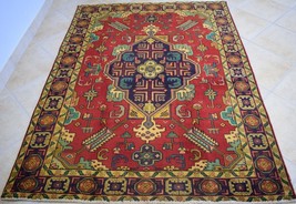 4&#39;9 x 6&#39;5 Geometric Durable S Antique Handmade Oriental Carpet Wool Area Rug 5x6 - £445.14 GBP