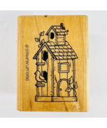 Vintage Stampin Up Birdhouse Leaves Rubber Stamp Retired 1996 - $14.99