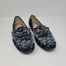 CAbi Women&#39;s 7.5 US Velvet Floral Carnaby Slip On Loafers Blue 6005 EUC Shoes - £29.56 GBP