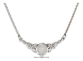 Sterling Silver 16 to 18&quot; Adjustable Cable Chain Celtic Knot Moonstone Necklace - £135.50 GBP