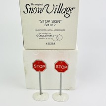 Dept 56 Snow Village Stop Signs Set Of 2 in Original Box 5176-4 metal, vintage - £7.78 GBP