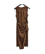 Sag Harbor Dress Womens 12 Animal Print Faux Wrap Satin Maxi Sleeveless ... - $517.65 MXN