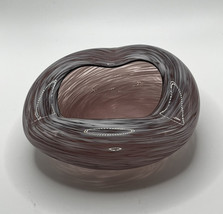 Vintage MCM Hand Blown Art Glass Multi Color Swirl Ashtray Bowl Dish Japan - £26.94 GBP