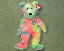 Ty B EAN Ie Buddies Bb Bear 14" Birthday Teddy 2000 Happy Birthday Tye Dye w/TAG - $7.88