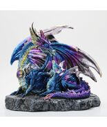Blue Mom and Baby Dragon Collectible Figurine Statue Height = 6.5 in 71720 - $56.73
