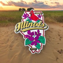 Illinois Spellout Cardinal Violets Souvenir Fridge Magnet - $13.90