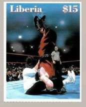 2000 wwf Mankind vs Kane Liberia $15 wrestling stamp yes at smokejoe13 B... - $2.79