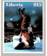2000 wwf Mankind vs Kane Liberia $15 wrestling stamp yes at smokejoe13 B... - £2.19 GBP