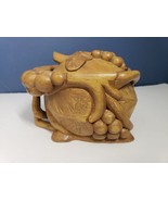 Vintage Hand Carved Wooden Trinket Bowl Fruit Grapes includes Lid &amp; Hand... - $69.30