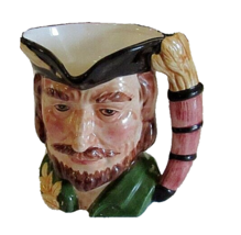 Robin Hood Face Ceramic Mug 5 Inches Tall Unmarked Bottom Cottagecore - $13.74