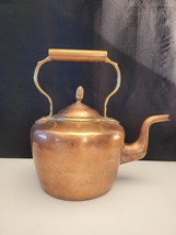 Antique French Dovetailed Brass and Copper Gooseneck Teapot Coffee Kettle 12&quot; - £196.61 GBP