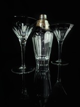 Faberge Grand Duke Black Crystal Martini Glasses &amp; Shaker - $750.00