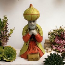 Vintage Ceramic Man In Turban Kneeling Prayer Mat Reading Holy Book Jasco Taiwan - £17.60 GBP