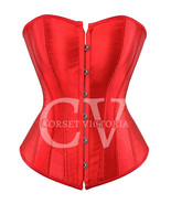 Corsetvictoria Red Satin Overbust Corset Dress Christmas Costume Bustier... - $64.99+