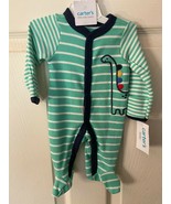 Carter&#39;s Boy&#39;s Dinosaur Green Stripped Snap Front Preemie kk1 *NEW* - $189.87 MXN