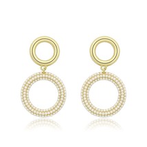 Fashion Synthetic White Pearl Cluster Dangle Drop Flash Gold Plated Earring - £70.50 GBP