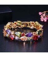 Lab Created Multi Color 14K Rose Gold Plated Crystal Bangle Bracelets 7.5&quot; - €254,65 EUR