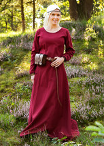 Medieval Canvas Dress – Burgundy Cotton Gown for LARP &amp; Reenactment - $1,332.36 MXN+