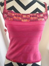 Alberto Makali Women&#39;s Top Pink Silk Blend Sequins Sleeveless Size Mediu... - $49.50